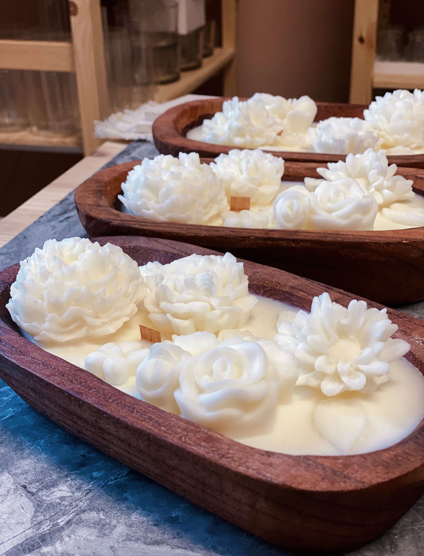 Botanical Garden Dough Bowl Candle by DC-Crazy About Candles with lush floral design and natural botanical scent.