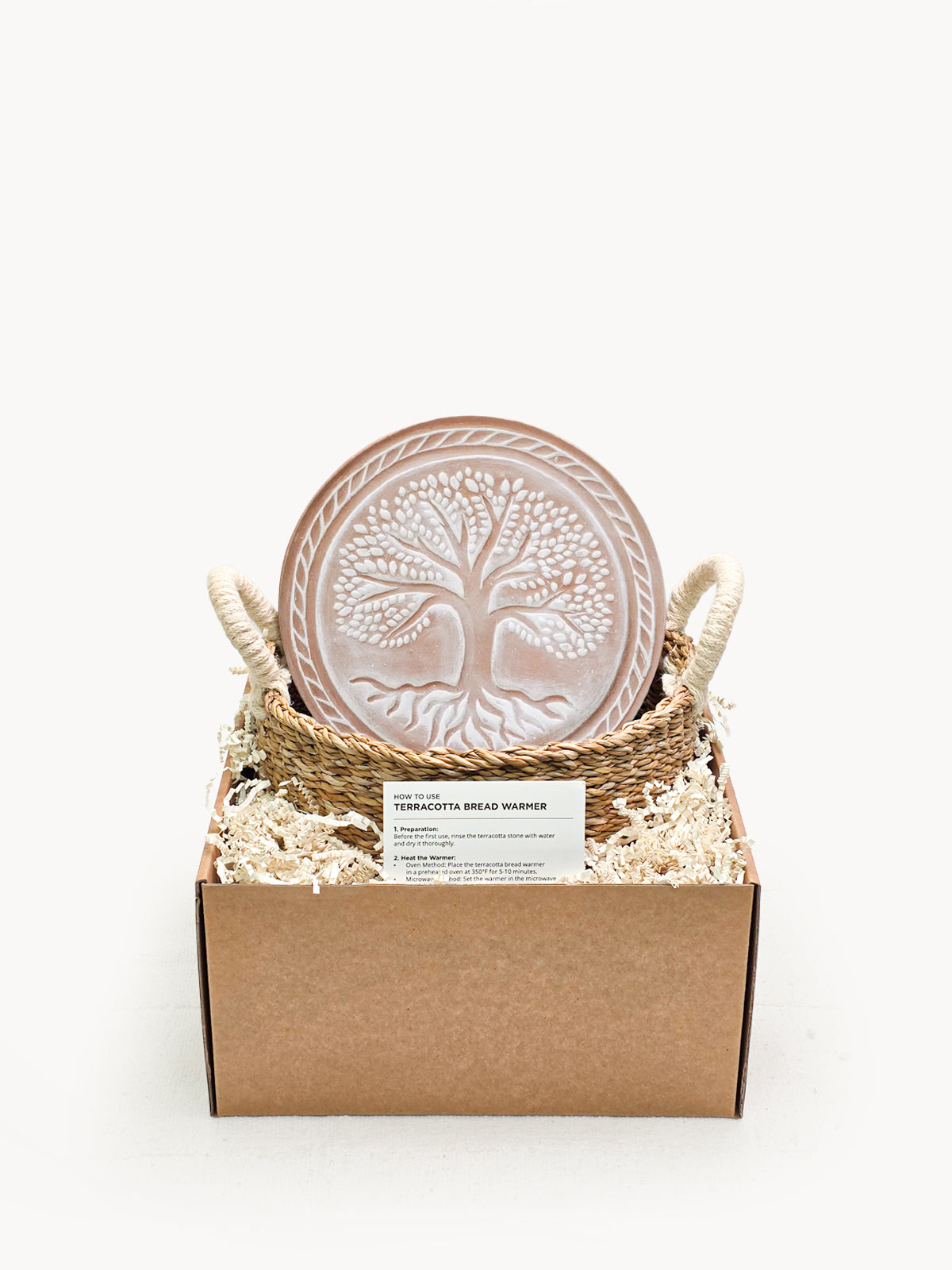 DC-KORISSA Bread Warmer and Basket featuring a round Tree of Life design with a matching box, ideal for keeping bread warm and attractive.