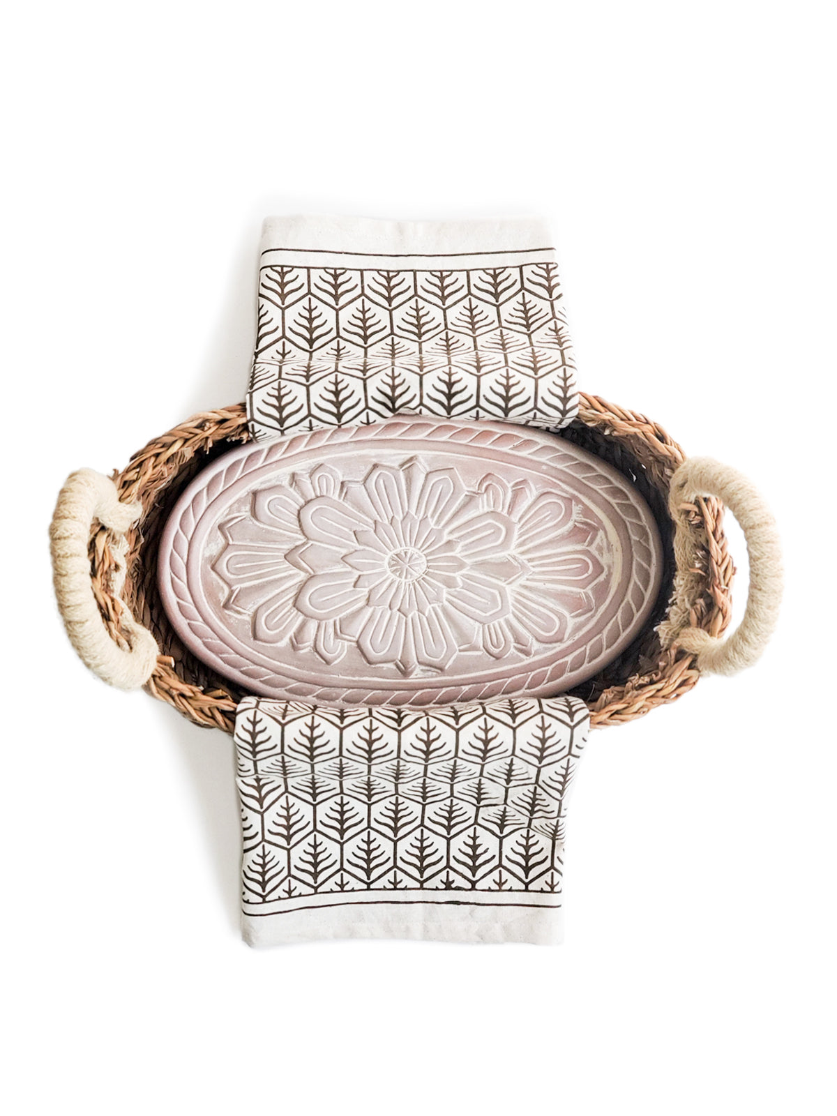 DC-KORISSA bread warmer and basket gift set with a floral design, including a matching tea towel in the image.