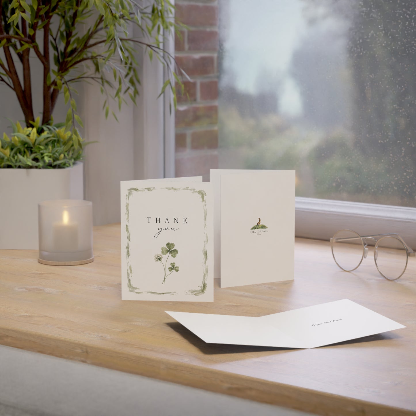 Thank You Greeting Cards — Botanical Clover Design (1/10/30/50 Pack)