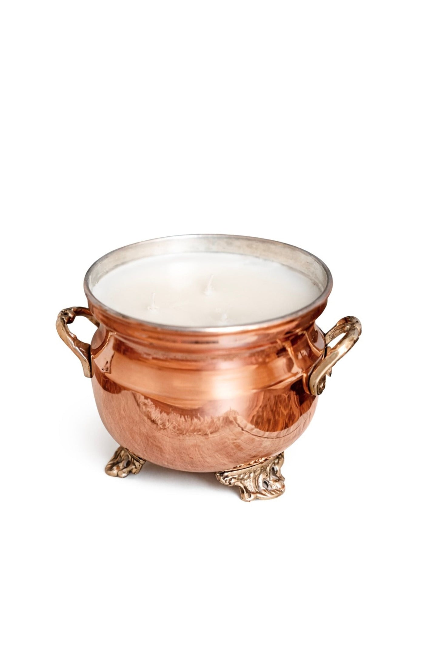 Vintage French-inspired grapefruit mint jardinière candle by DC-Powered by People, showcasing a decorative ceramic container with a lit candle.