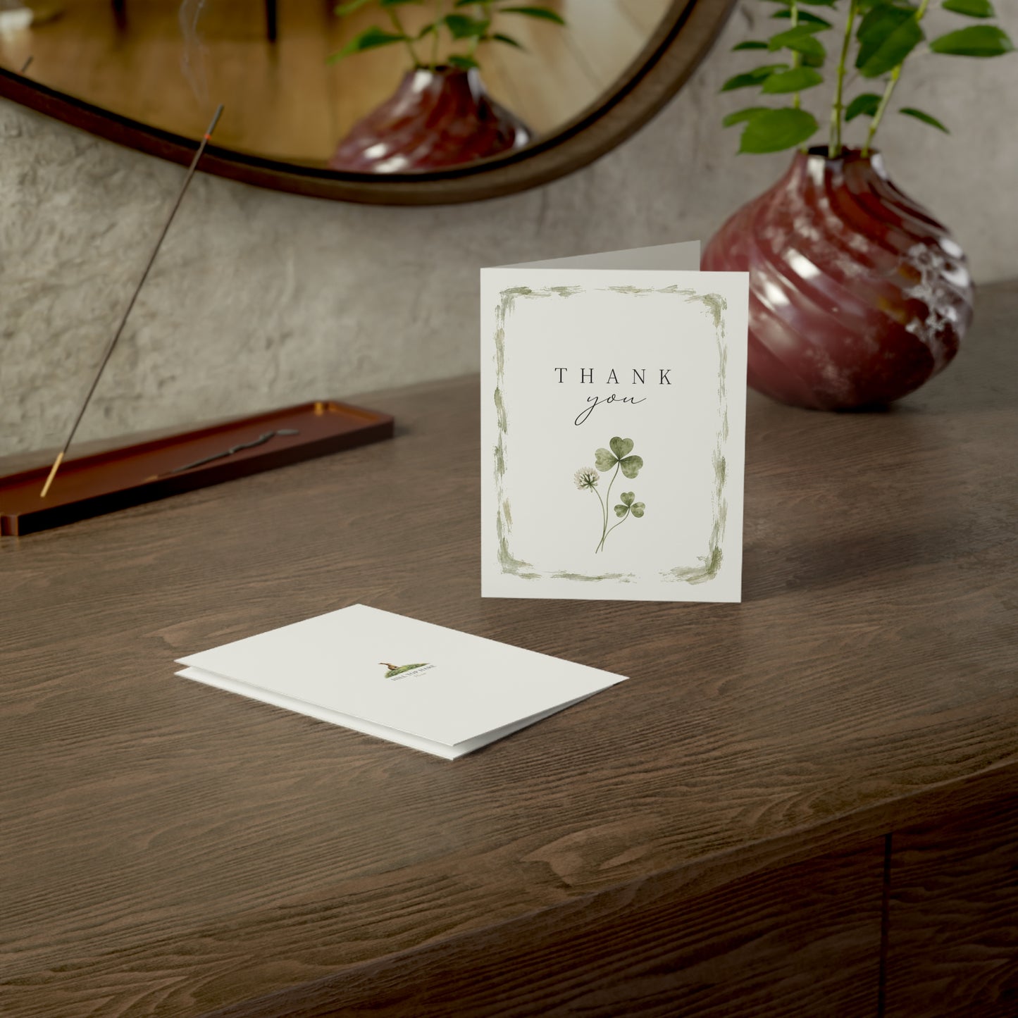 Thank You Greeting Cards — Botanical Clover Design (1/10/30/50 Pack)