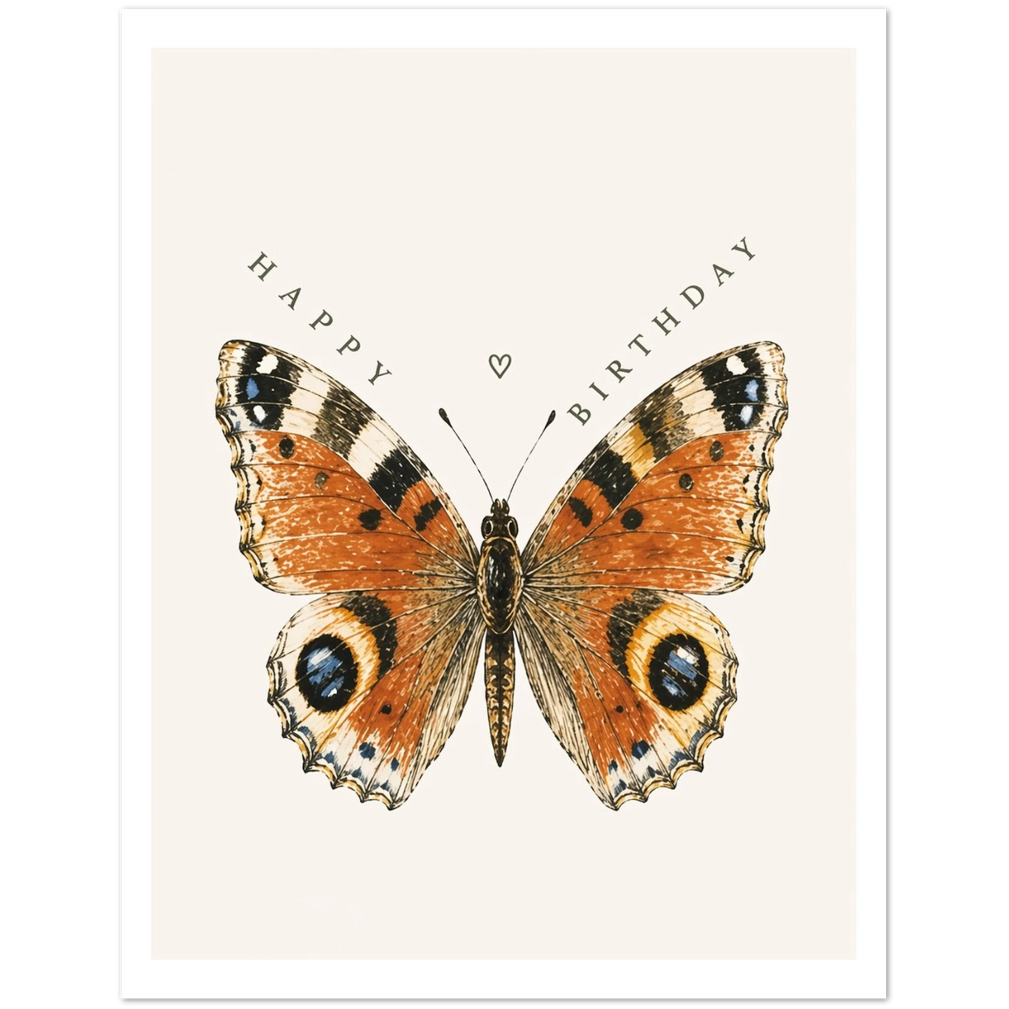 Butterfly illustration with 'Happy Birthday' text on a light background