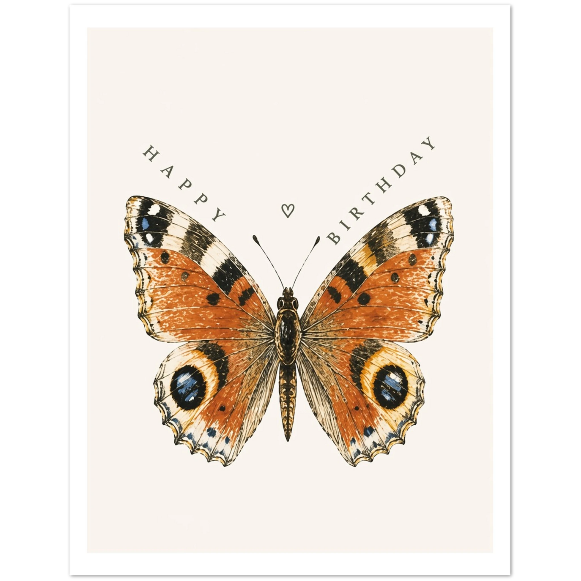 Butterfly illustration with 'Happy Birthday' text on a light background