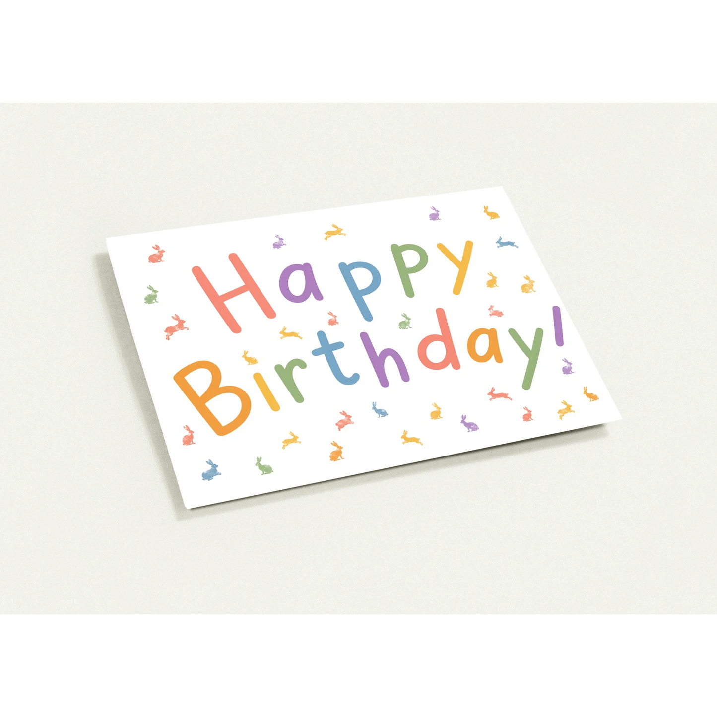 Colorful 'Happy Birthday!' card on a white background