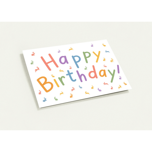 Colorful 'Happy Birthday!' card on a white background