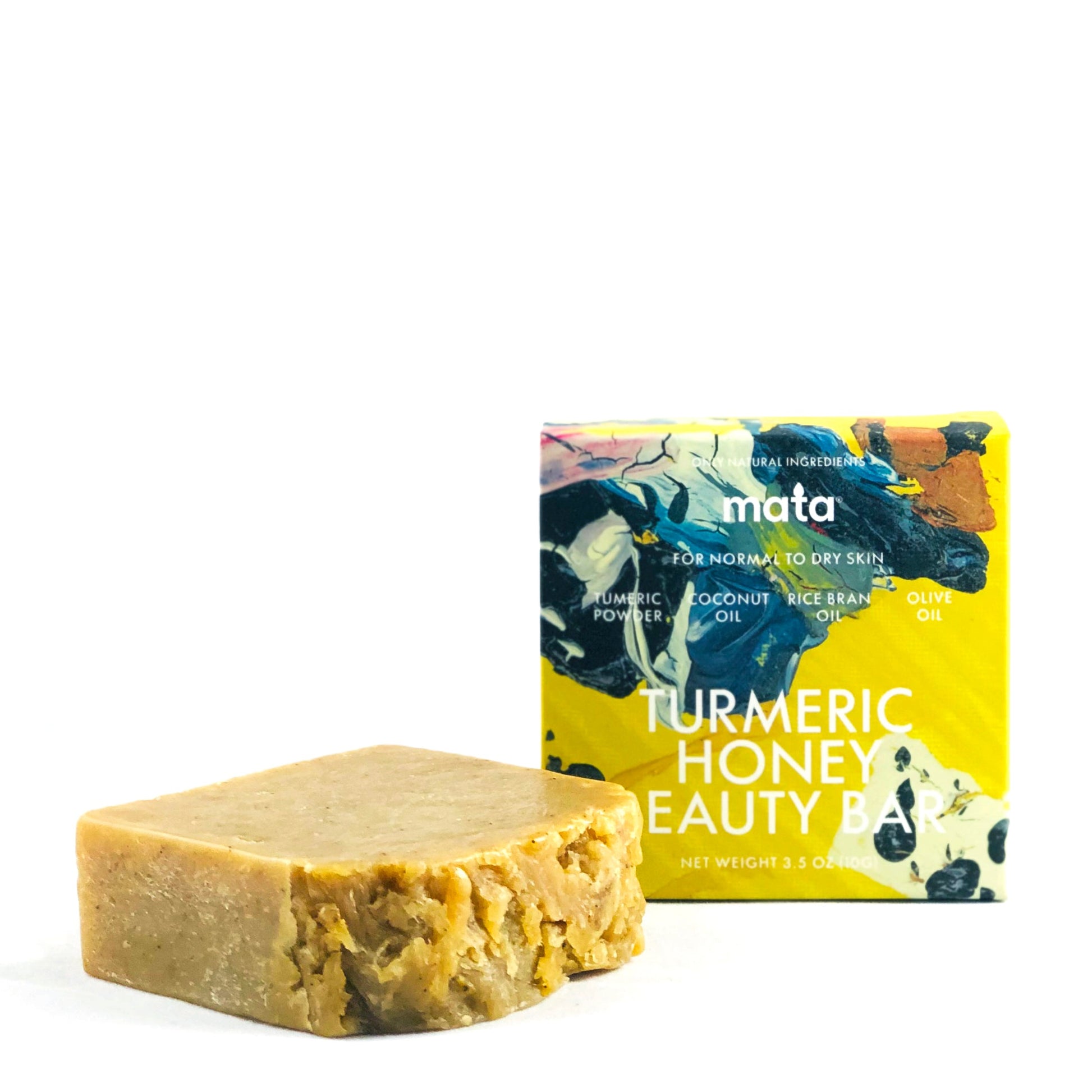 DC-Mata USA turmeric honey soap bar with honey and turmeric ingredients, showcasing a natural, nourishing skincare product.