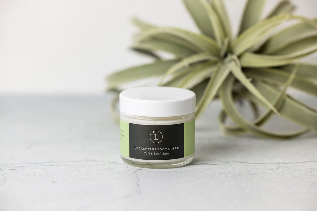 DC-Lizush eucalyptus and shea butter foot cream in a luxurious spa set, perfect for pampering and gifting on Mother's Day