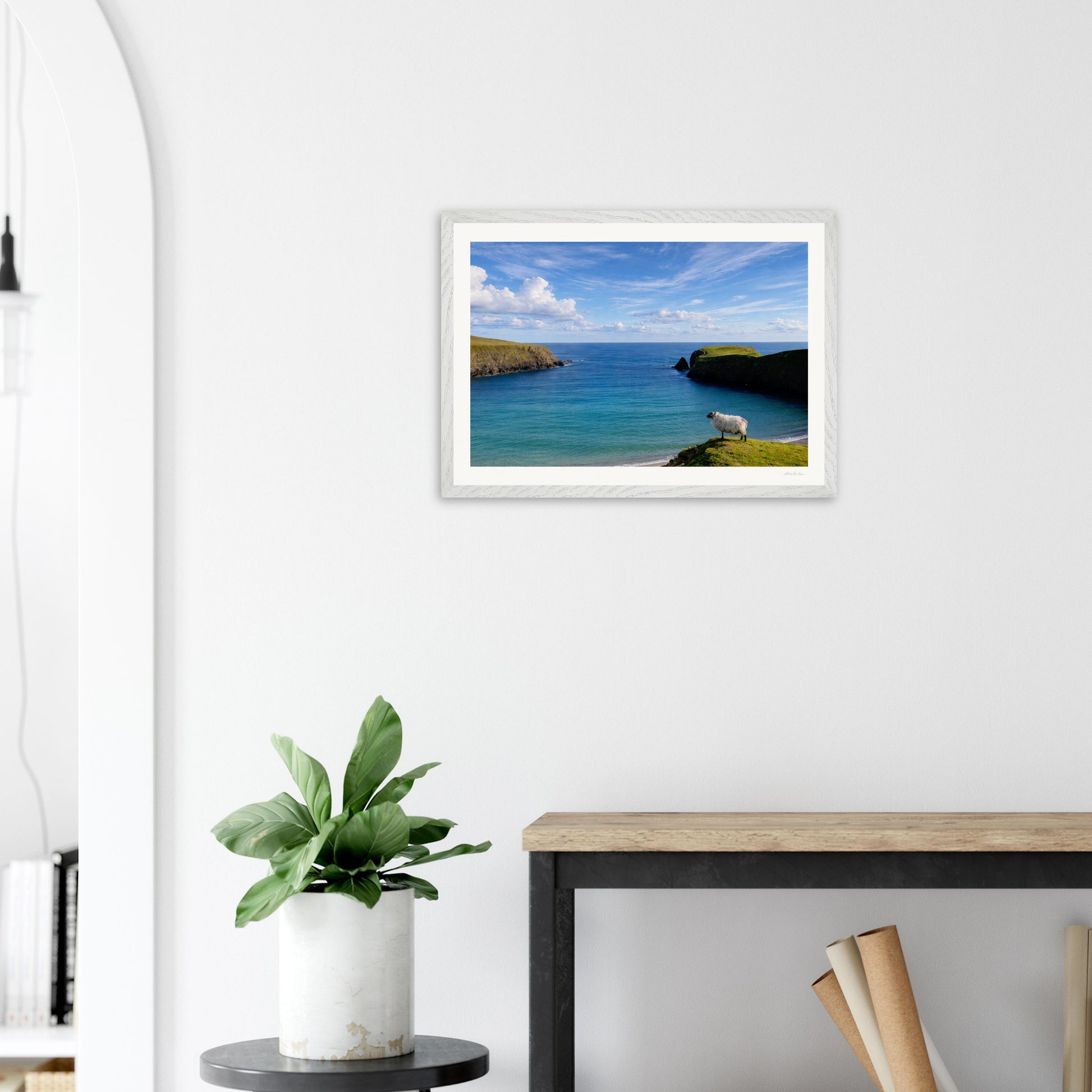 Framed Irish landscape print titled "Next Stop New York" by Hill Top Hare House, showcasing a scenic Irish countryside scene.