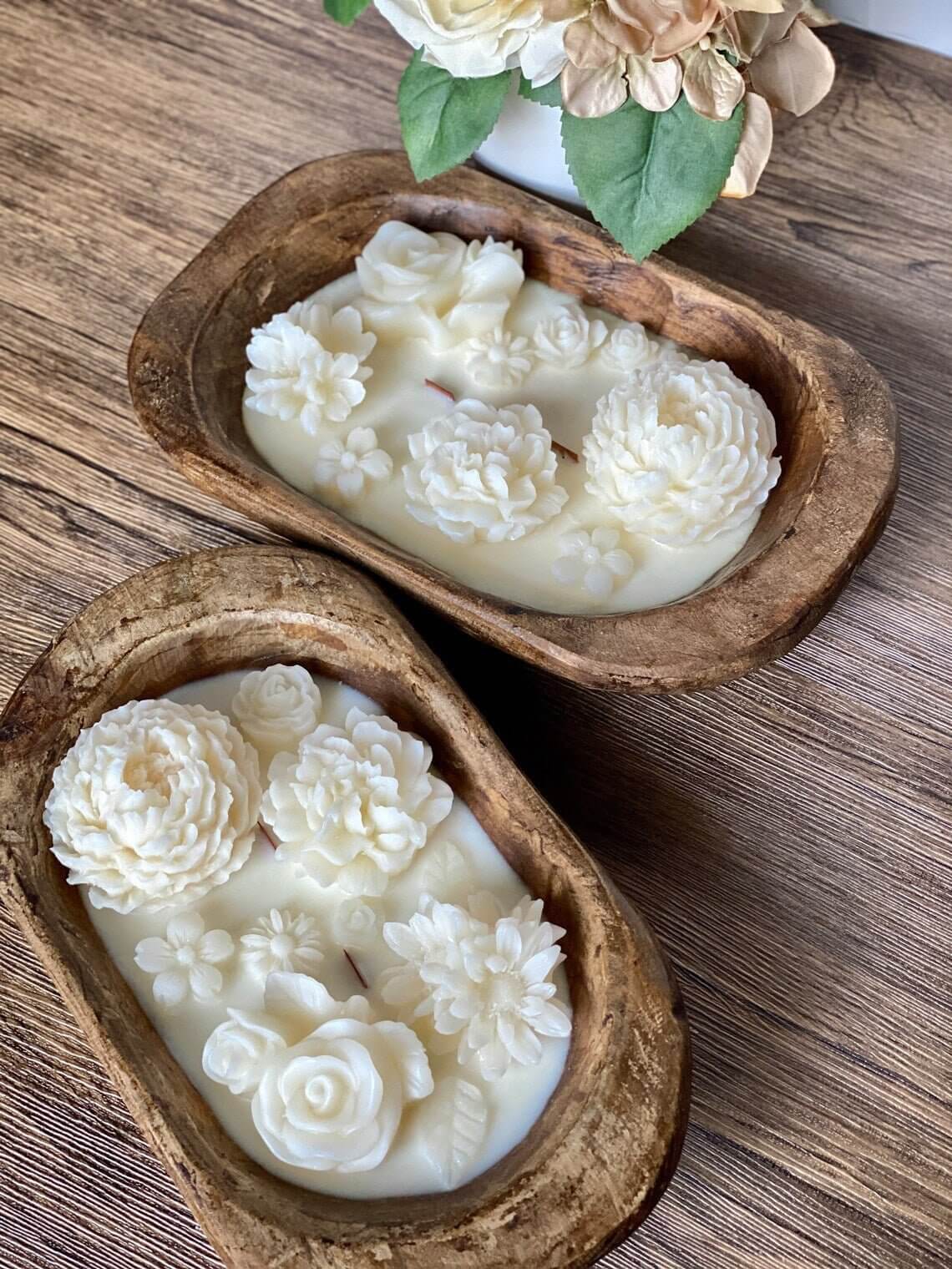 Botanical Garden scented dough bowl candle from DC-Crazy About Candles, featuring natural botanical design and warm, inviting glow.