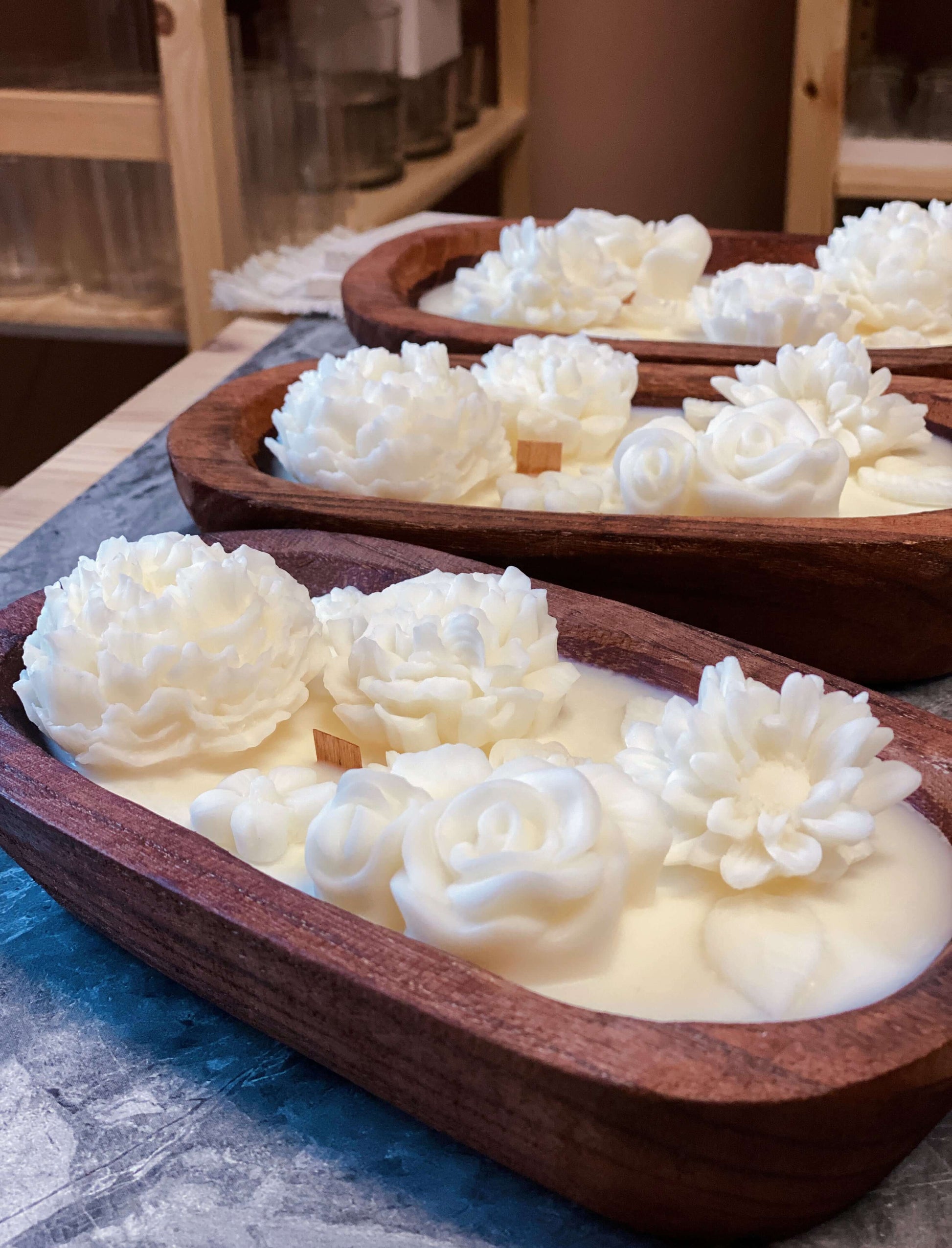 Botanical Garden Dough Bowl Candle by DC-Crazy About Candles with lush floral design and natural botanical scent.