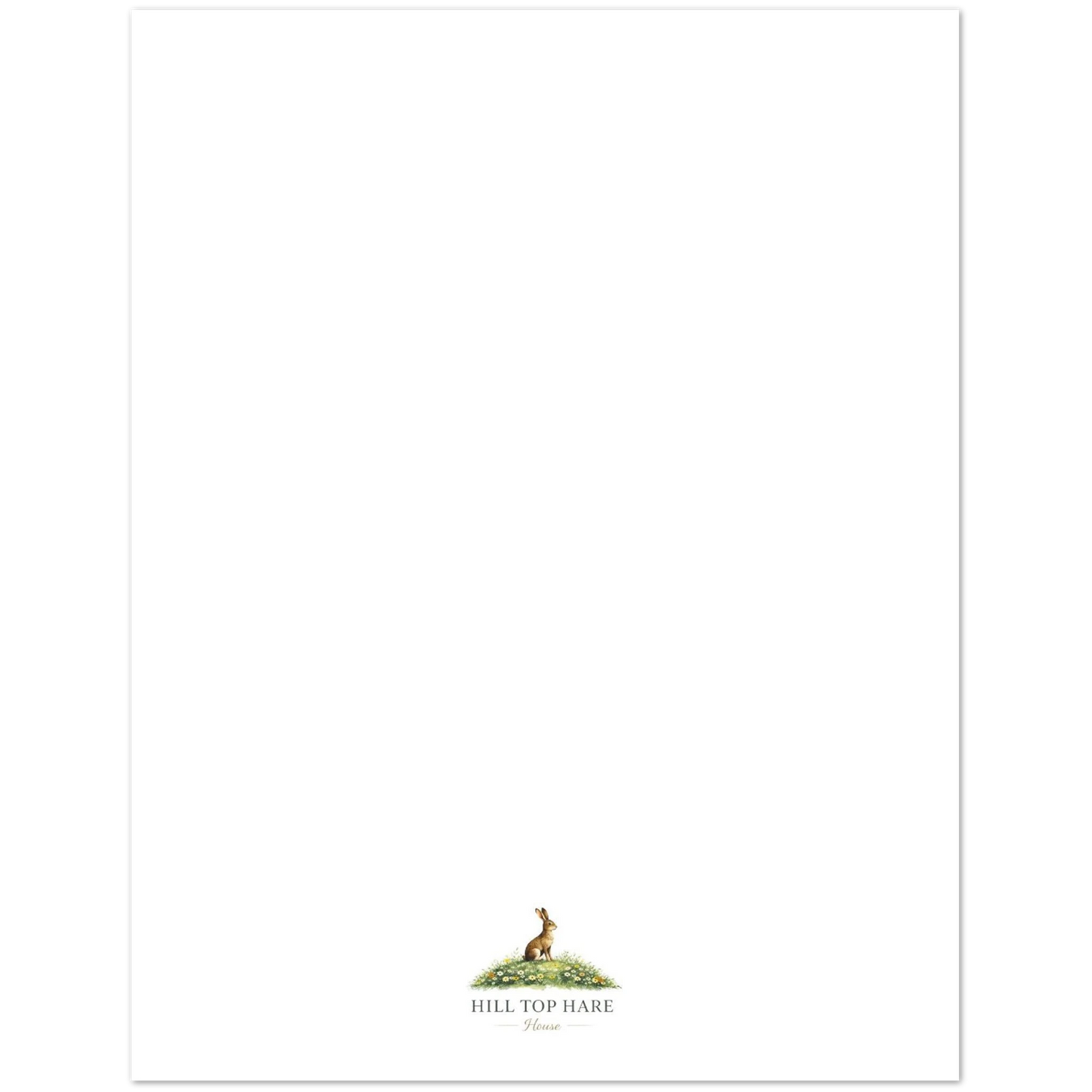 Letterhead with a rabbit illustration and 'Hill Top Hare' text on a white background